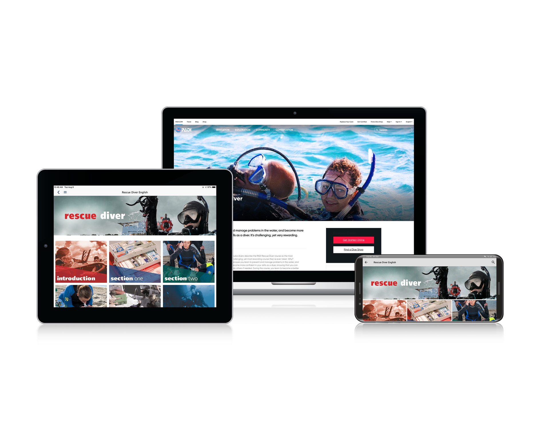 PADI Rescue Diver eLearning voor online theorievoorbereiding