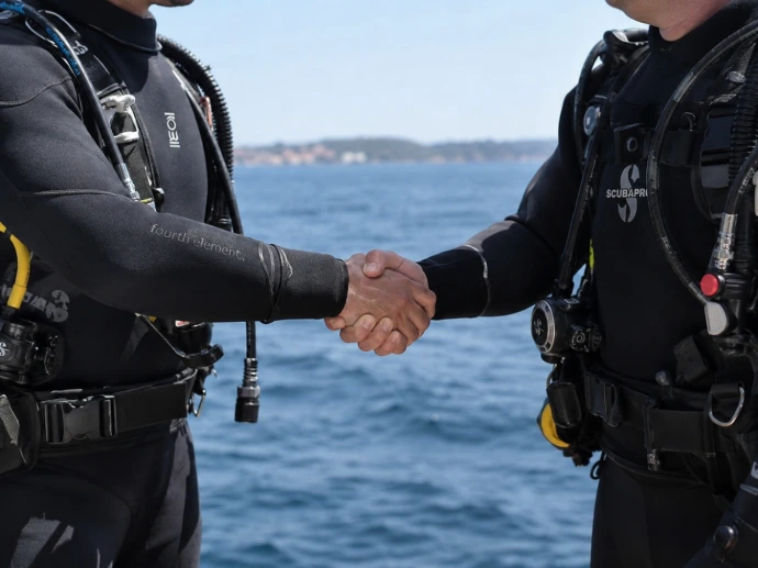 Duikers geven elkaar een hand na het plannen van hun PADI IDC bij Dive Pro Group